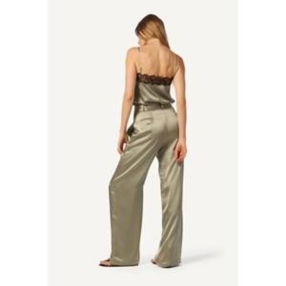 NEW SABLYN leeland flat front pleated trousers in eucalyptus